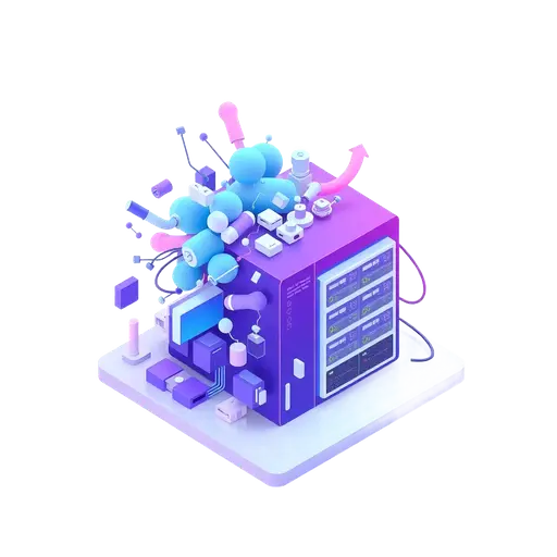 Dashboard-style illustration representing an operational system built from ERP, CRM, and workflow modules