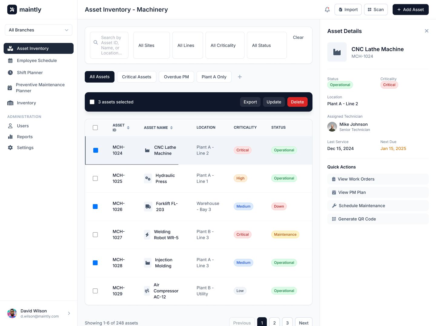 CMMS scheduler